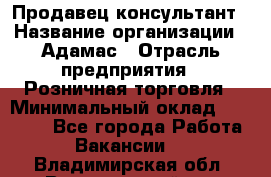 Продавец-консультант › Название организации ­ Адамас › Отрасль предприятия ­ Розничная торговля › Минимальный оклад ­ 37 000 - Все города Работа » Вакансии   . Владимирская обл.,Вязниковский р-н